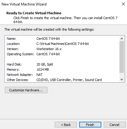 گام دهم- بررسی نهایی تنظیمات اعمال شده بر VMware Workstation