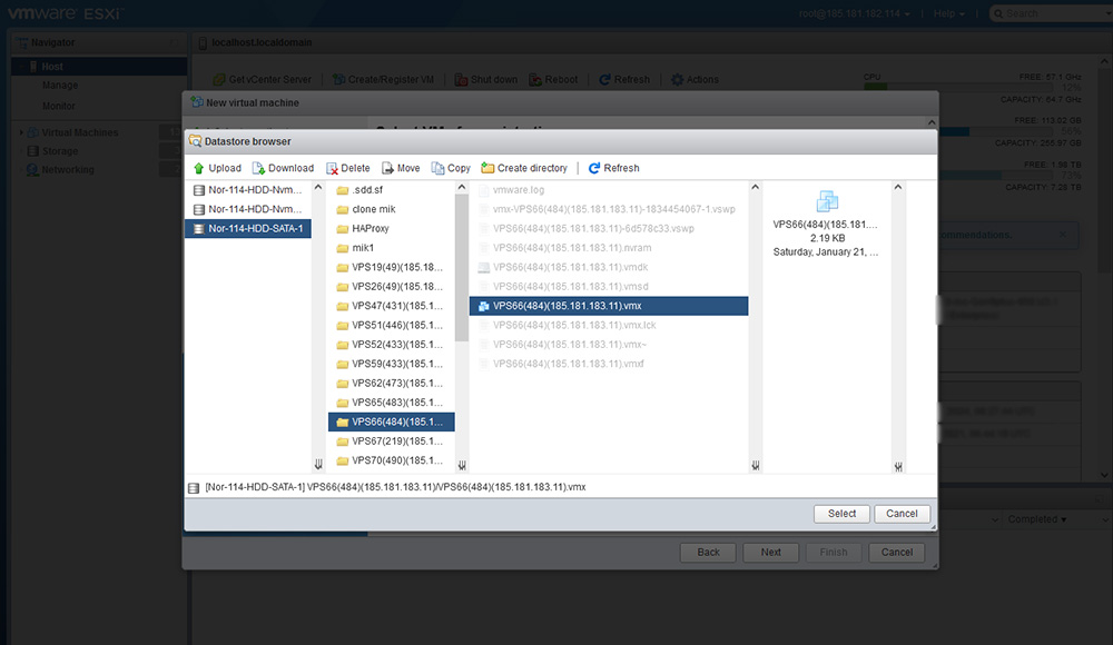 بازیابی ماشین مجازی‌ در Esxi