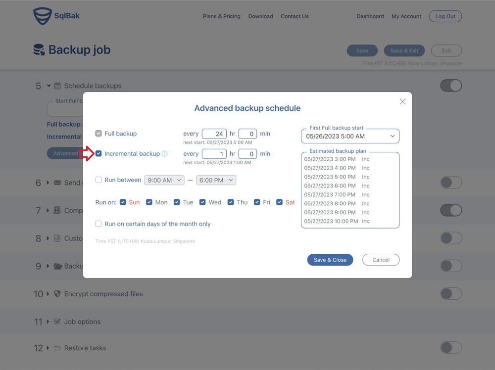 Advanced Backup Schedule