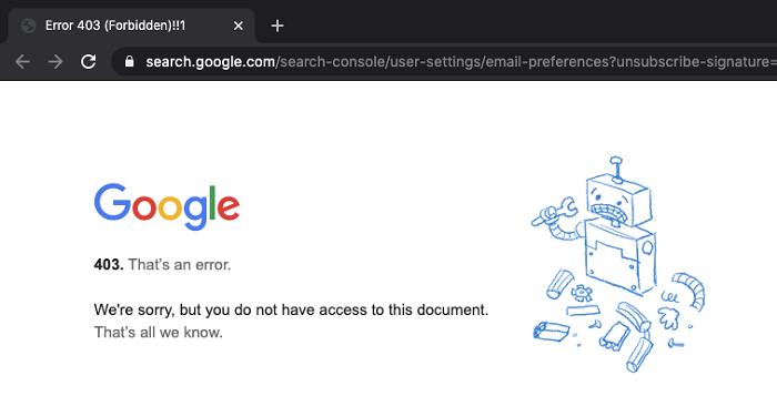 نمایش خطا 403 در گوگل
