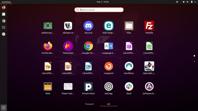نمای کلی برنامه ها در Ubuntu